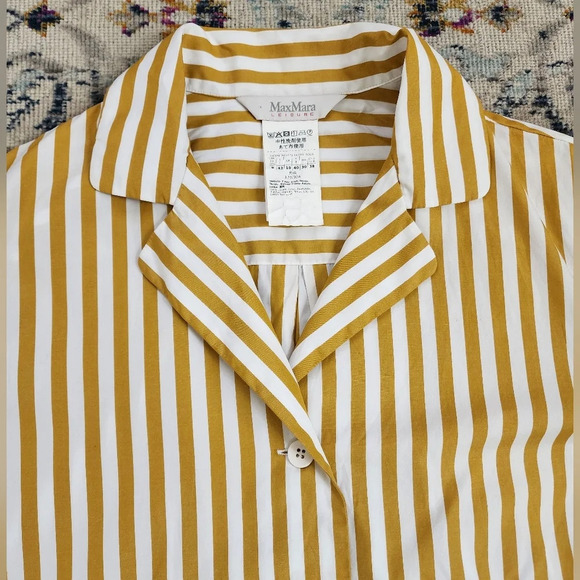 Max Mara Leisure "Gerald" Stripe Jacket Shirt Relaed Fit Fall Yellow, sz XS - Picture 9 of 16